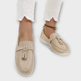Christabelle | Beige Moccasins With Decorative Cord