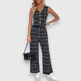 Alexandra | V-Neck Two-Piece Hypercontemporary Check Set