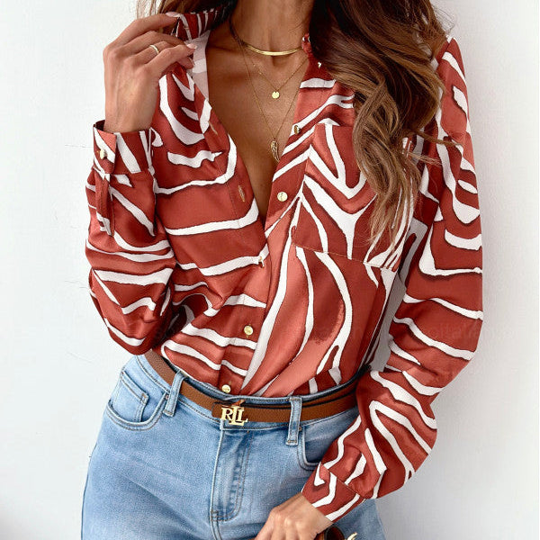 Nina | Elegant Women's Blouse with Satin Print