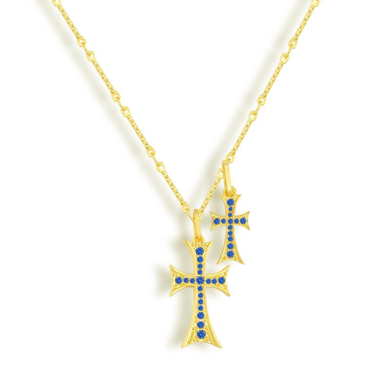 Double Cross Necklace Sterling Silver Elite Collection