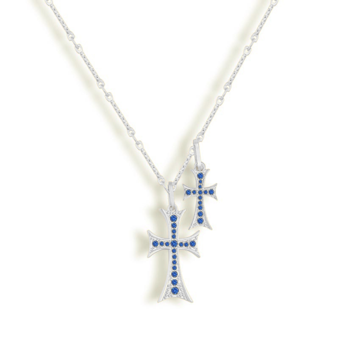 Double Cross Necklace Sterling Silver Elite Collection