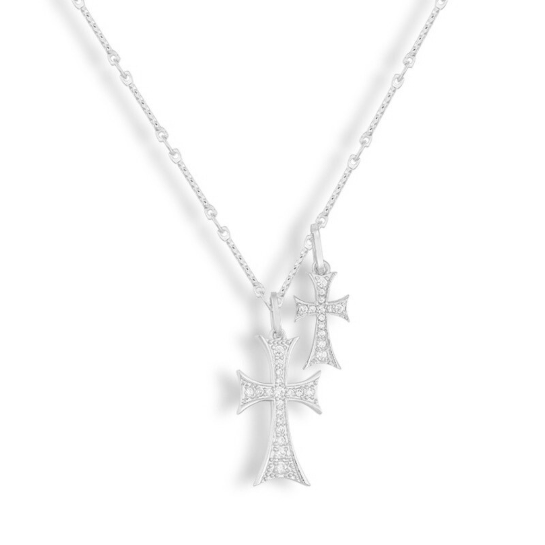 Double Cross Necklace Sterling Silver Elite Collection