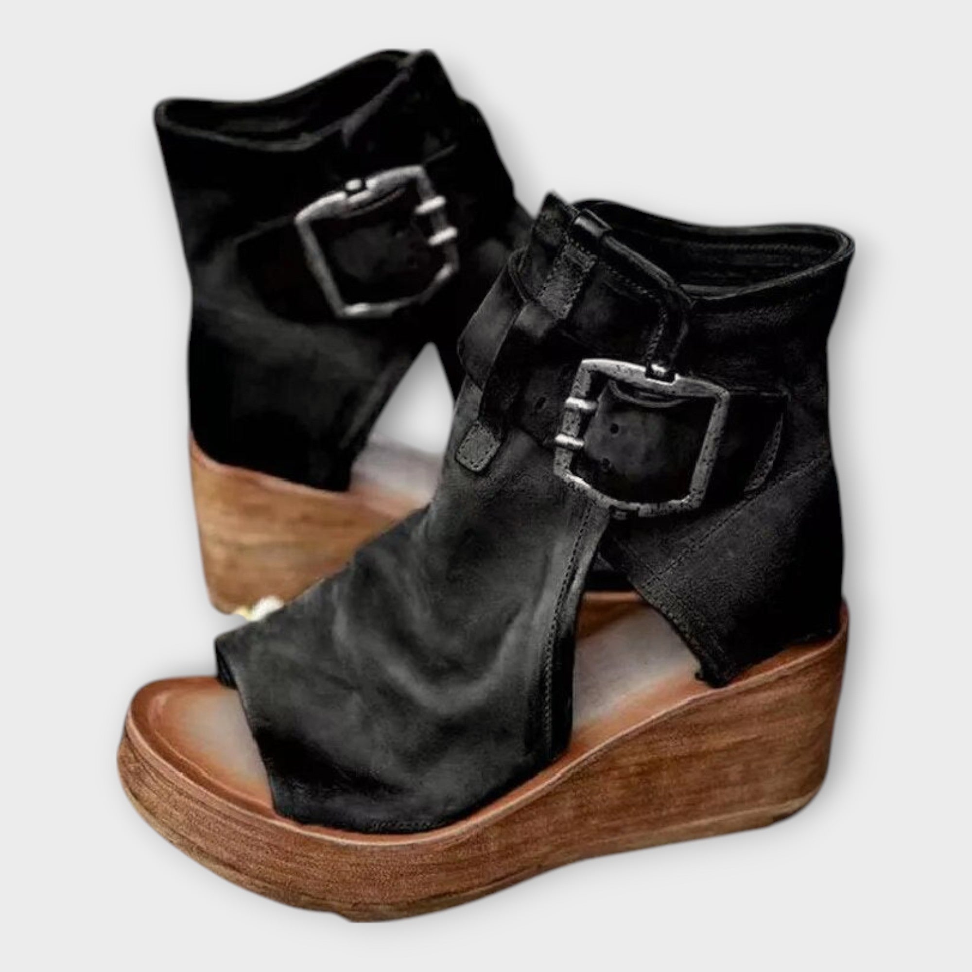 Rowan | Ultra-Elevated-Platform Open-Toe Booties With Strap