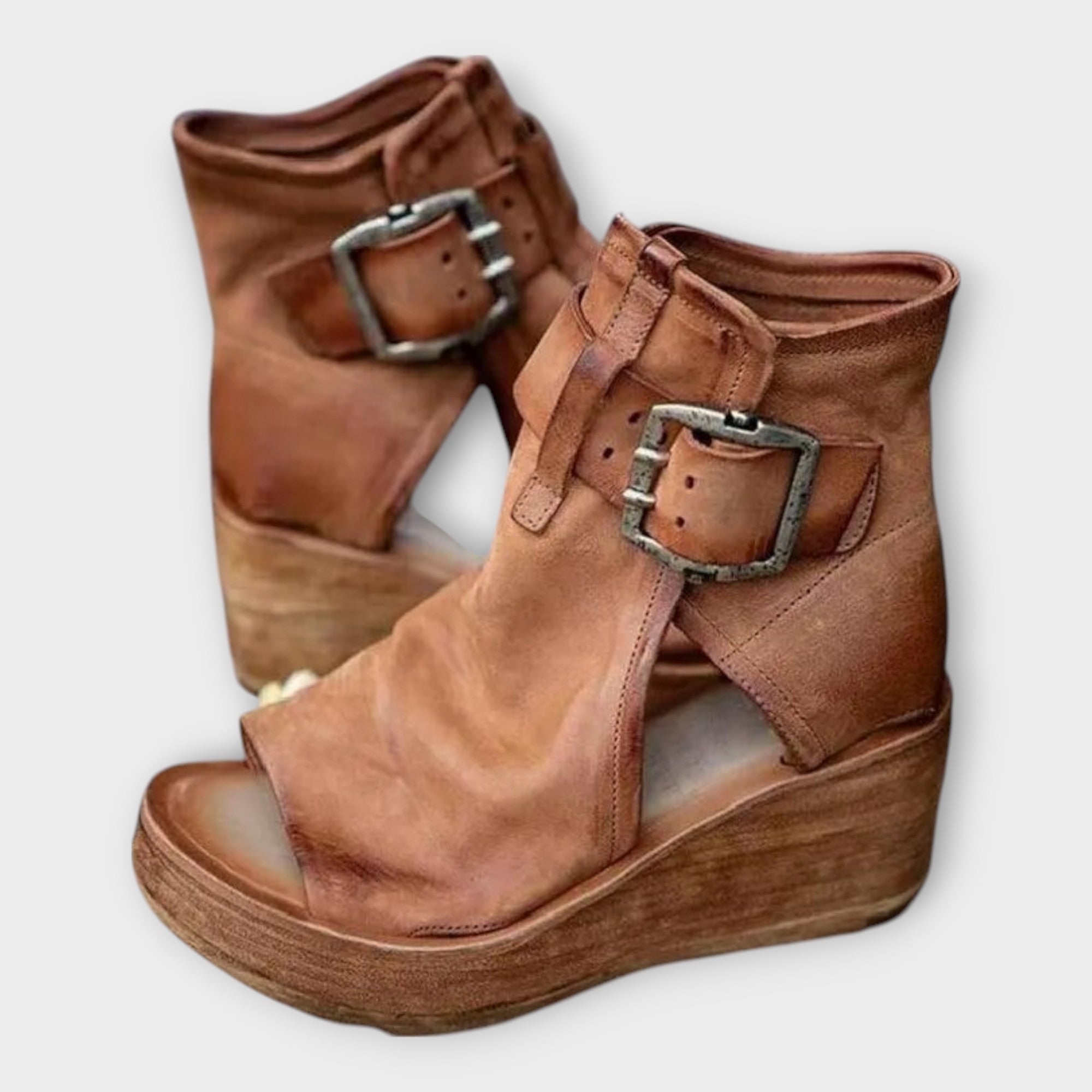 Rowan | Ultra-Elevated-Platform Open-Toe Booties With Strap