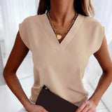 Talia | Chic Sleeveless V-Neck Tee