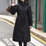 Women’s Padded Jacket – Quilted Knee Length – Relaxed Fit – Hooded – Water Resistant