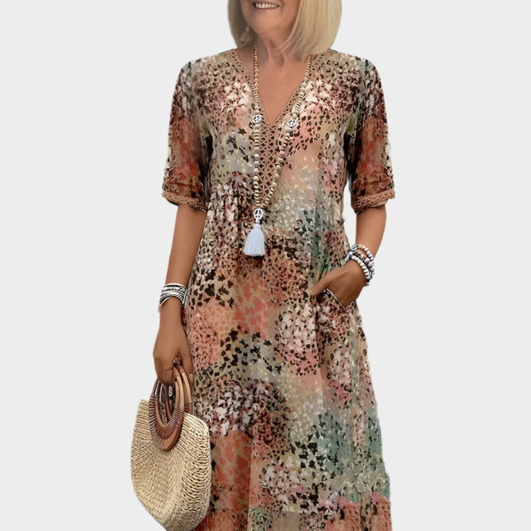 Isabella-Rosemary | Airy Summer Dress With V-Neckline