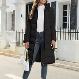 Women’s Long Down Jacket – Quilted – Hooded – Full Length – Straight Fit – Lightweight