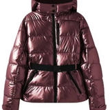 Women’s Ski Jacket – Quilted Puffer – Waterproof – Belted Waist – Hood