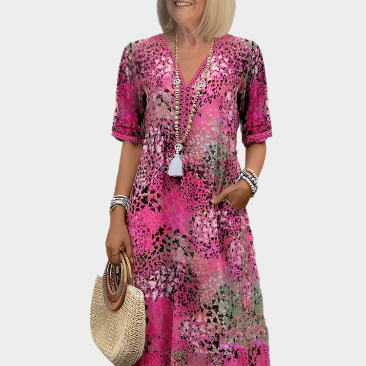 Isabella-Rosemary | Airy Summer Dress With V-Neckline