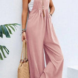 Women's Casual Loose Fit Jumpsuit – Sleeveless, Wide-Leg, Lightweight