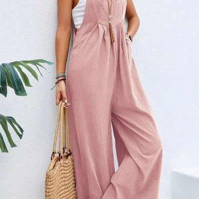 Women's Casual Loose Fit Jumpsuit – Sleeveless, Wide-Leg, Lightweight