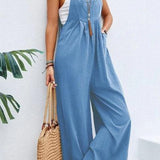 Women's Casual Loose Fit Jumpsuit – Sleeveless, Wide-Leg, Lightweight