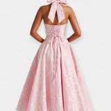 Amelia | Open-Back Rhinestone-Embellished Corset Midi Dress