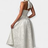 Amelia | Open-Back Rhinestone-Embellished Corset Midi Dress