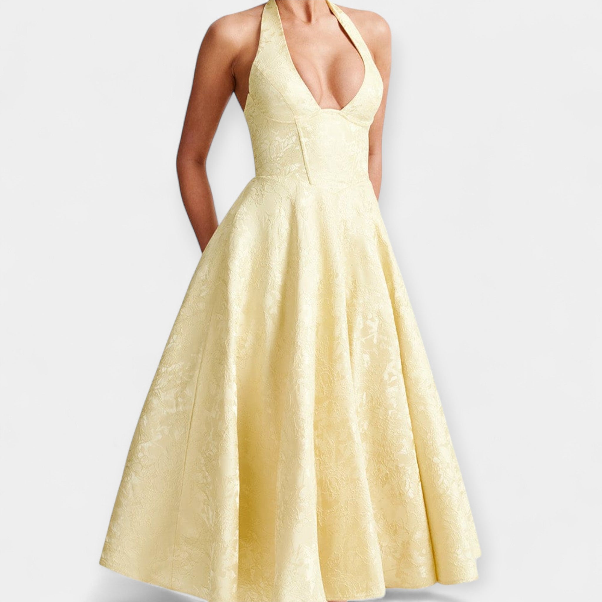 Amelia | Open-Back Rhinestone-Embellished Corset Midi Dress