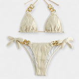 Alexandra | Striped Bikini Set With Embellishments