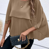 Layered blouse with batwing sleeves for women