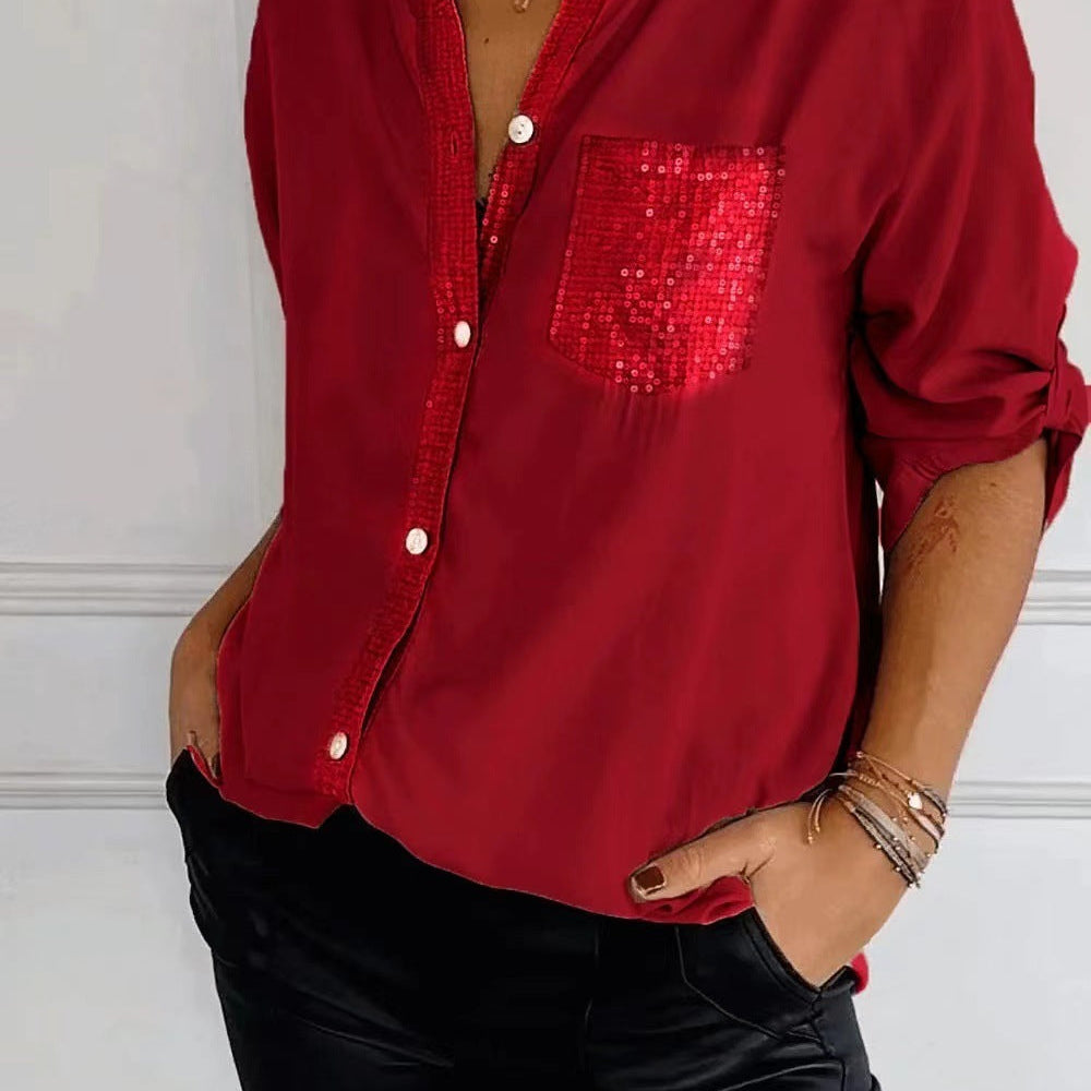 Sequin Pocket Glitter Blouse | Stylish Partywear for Women