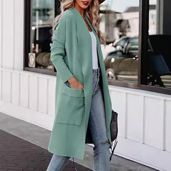 Women's Long Cardigan - Open Front - Elegant Casual Wear