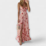 Amelia | Floral Maxi Dress With ExquisiteOrnateSlit