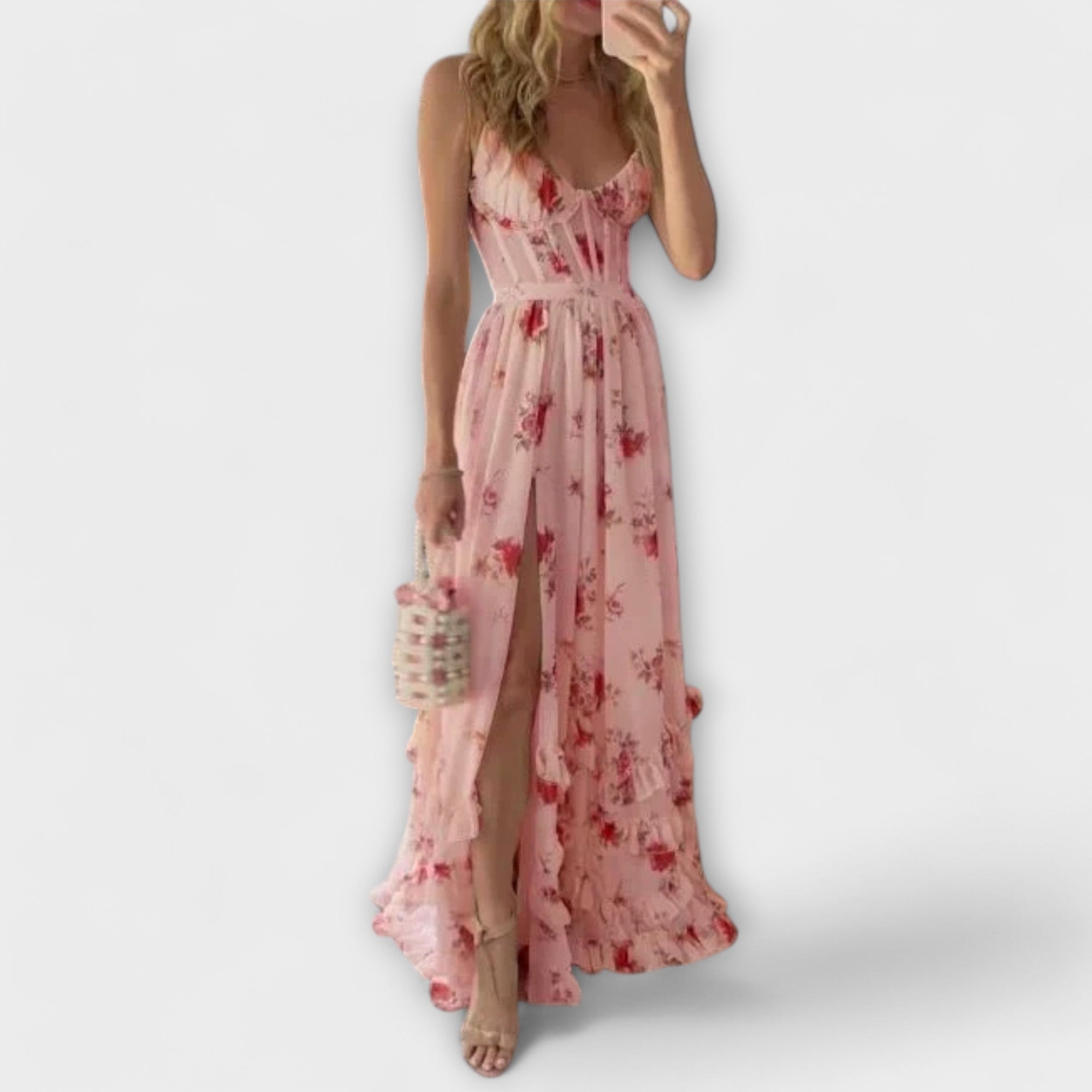 Amelia | Floral Maxi Dress With ExquisiteOrnateSlit