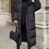 Women’s Puffer Coat – Quilted Oversized Fit – Full Length – Hooded – High Neck Warm Wear
