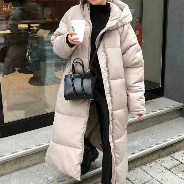 Women’s Puffer Coat – Quilted Oversized Fit – Full Length – Hooded – High Neck Warm Wear