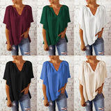 Women’s Blouse – Relaxed Fit – V-Neck – Short Sleeve – Flowy Lightweight Casual Top