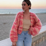 Women’s Cardigan – Chunky Knit – Oversized Fit – Open Front – Cropped Casual Layer