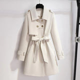 Women’s Trench Coat – Tailored Fit – Double-Breasted – Belted Waist – Knee Length