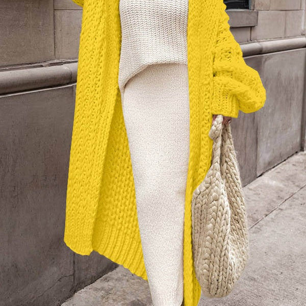 Women’s Cardigan – Chunky Wool Knit – Oversized Fit – Long Open Front Layering Piece