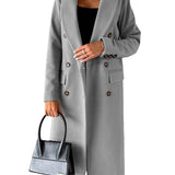 Women’s Trench Coat – Tailored Fit – Wool Blend – Double-Breasted – Knee Length