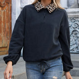Women’s Pullover Sweatshirt – Fleece – Relaxed Fit – Faux Fur Collar – Zip Neck – Drawstring Hem