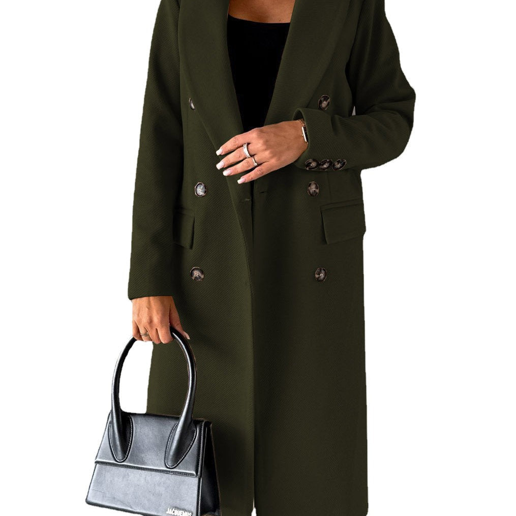 Women’s Trench Coat – Tailored Fit – Wool Blend – Double-Breasted – Knee Length