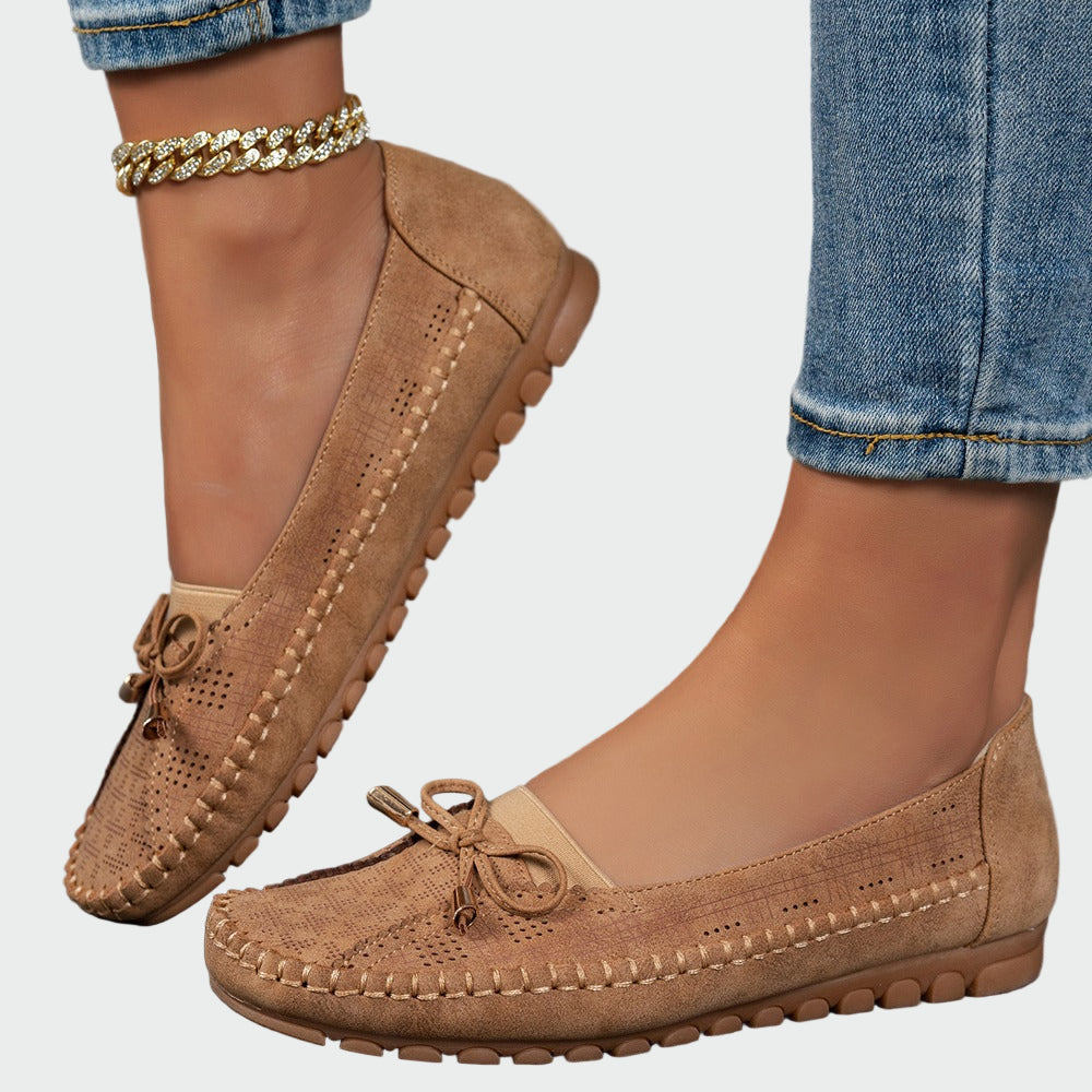 Alexandria | Beige Orthopaedic Leather Moccasins UK