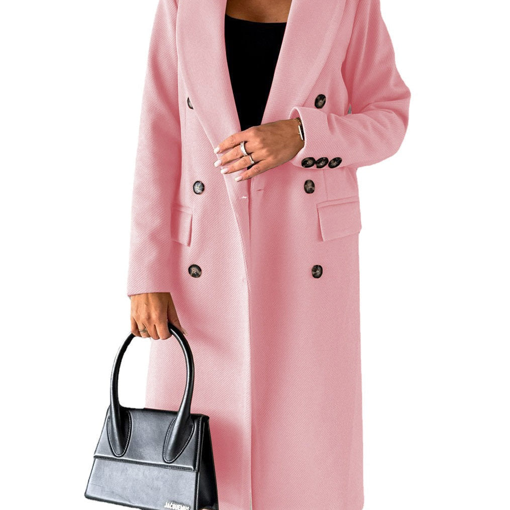 Women’s Trench Coat – Tailored Fit – Wool Blend – Double-Breasted – Knee Length