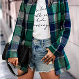 Women’s Cardigan Coat – Oversized Fit – Wool – Plaid Print – Mid Length – Open Front
