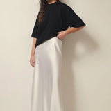 Women's Maxi Skirt - Sleek Satin - Flowing A-Line Silhouette - Elegant Formal Wear