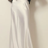 Women's Maxi Skirt - Sleek Satin - Flowing A-Line Silhouette - Elegant Formal Wear