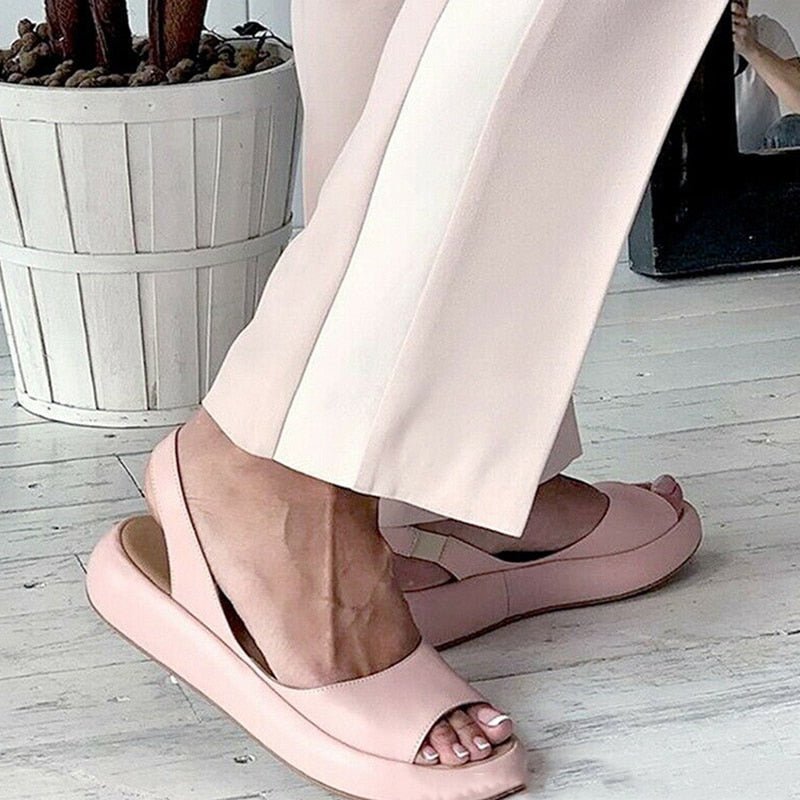 Women’s Slingback Flats – Open Toe – Platform Sole – Streamlined Fit – Casual Style