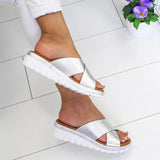 Women’s Sandals – Woven Crisscross Straps – Platform Sole – Slip-On Casual Fit