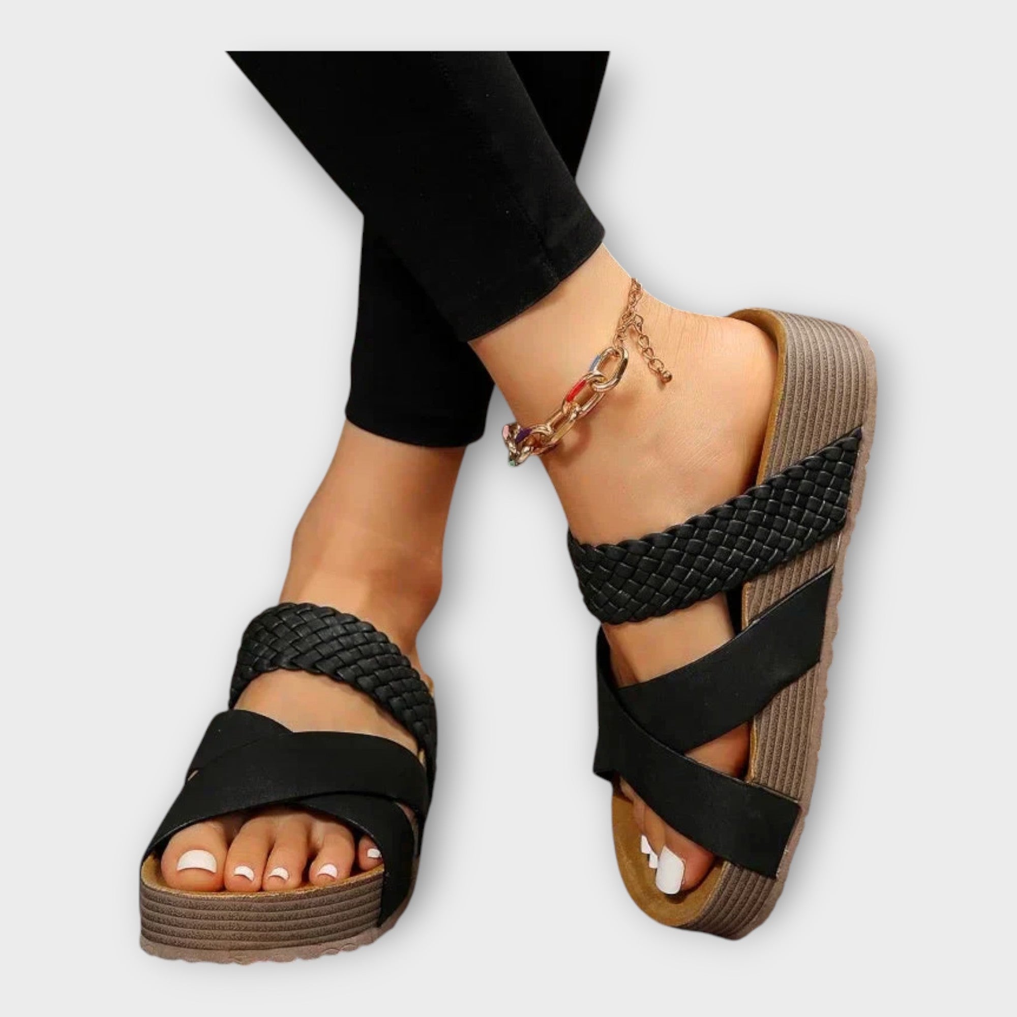 Sterling | Platform Sandals Showcasing Woven Straps