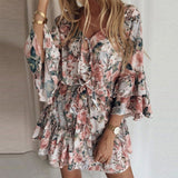 Women’s Romper – Floral Print – Flared Sleeves – Relaxed Fit – Boho Style