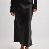 Women's Maxi Skirt - Sleek Satin - Flowing A-Line Silhouette - Elegant Formal Wear