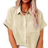 Women's Casual Short-Sleeve Button-Up Blouse