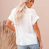 Women's Casual Short-Sleeve Button-Up Blouse