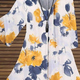 Women’s Tunic Blouse – Relaxed Fit – V-Neck – Half Sleeve – Breathable Blend – Floral Print