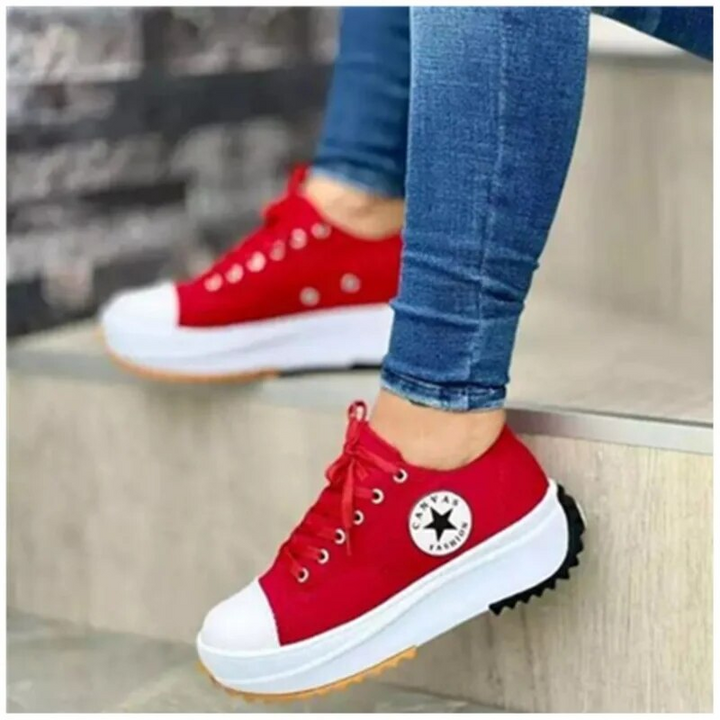 Women's Canvas Lace-Up Sneakers - Non-Slip, Breathable Casual Shoes for Everyday Wear