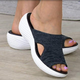 Women’s Slip-On Sandals – Soft Knit Upper – Cushioned Sole – Breathable Open Toe